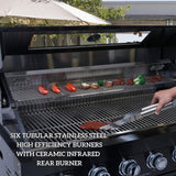 Belmont 43-Inch 6-Burner 85K BTU Stainless Steel Outdoor BBQ Kitchen Grill Island With Wine Cooler, Rotisserie, And Sink (SAK19476)