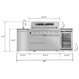 Verona 44-Inch 6-Burner 85K BTU Stainless Steel Outdoor BBQ Kitchen Grill Island With Wine Cooler, Rotisserie Kit, And Storage Cabinets (SAK97105)