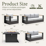 5-Piece Aluminum Patio Furniture Set With 55K BTU Fire Pit Table (SAK61742)