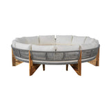 Alora 6-Person Half Moon Beige Patio Sectional Set With Cushions And Table (SAK61928)
