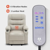 MCombo Zero Gravity Power Recliner Chair with Heat and Vibration Massage, Reclining Chair with USB Ports, Cup Holders for Living Room, Faux Leather PR621 (Light Grey)