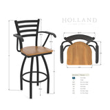 415 Jackie 3 Swivel Bar Stool with Arms