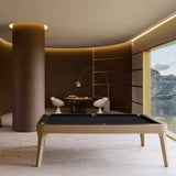 IN STOCK The Morris Modern Slate Leather Pool Table By White Billiards - Oatmeal Leather - Makassar Wood Rails