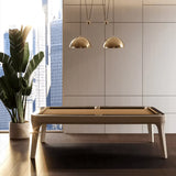 IN STOCK The Morris Modern Slate Leather Pool Table By White Billiards - Oatmeal Leather - Makassar Wood Rails