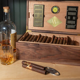 Cigar Humidor - Black Walnut with Spanish Cedar Lining - 80 Capacity