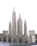 Chess Set Stainless Steel NEW YORK with Wood Map Board