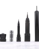 Chess Set Stainless Steel NEW YORK with Wood Map Board
