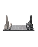 Chess Set Stainless Steel SAN FRANCISCO with Wood Map Board