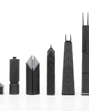 Chess Set Stainless Steel CHICAGO with Wood Map Board