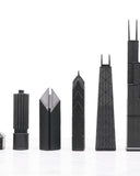 Chess Set Stainless Steel CHICAGO with Marble Hatch Board