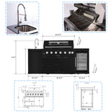 Avalon 43-Inch 6-Burner 85K BTU Outdoor BBQ Kitchen Grill Island With Wine Fridge, Rotisserie Kit, And Sink (SAK23864)