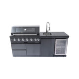 Avalon 43-Inch 6-Burner 85K BTU Outdoor BBQ Kitchen Grill Island With Wine Fridge, Rotisserie Kit, And Sink (SAK23864)
