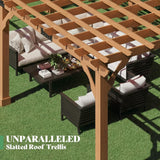 Alora Large Outdoor Cedar Wood Pergola Kit With Slatted Roof (SAK31064)