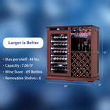 Nuvia 69-Bottle Wooden Wine Cooler Cabinet With Built-In Storage (SAK17539)