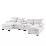 Modern Chenille U Shaped Sectional Console Couch
