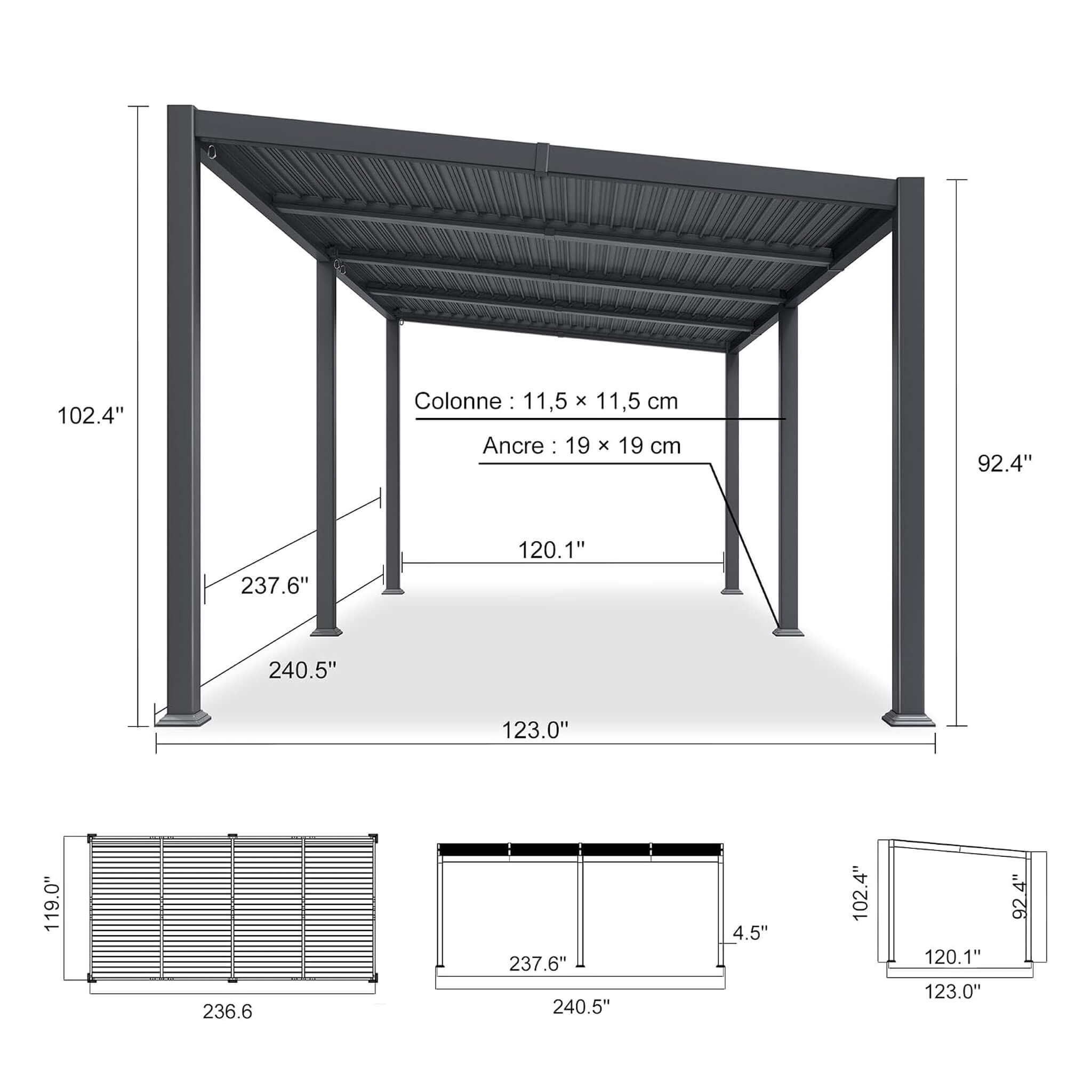 [10X20FT] Alora Modern Louvered Aluminum Pergola With Sloped Roof (SAK12034)