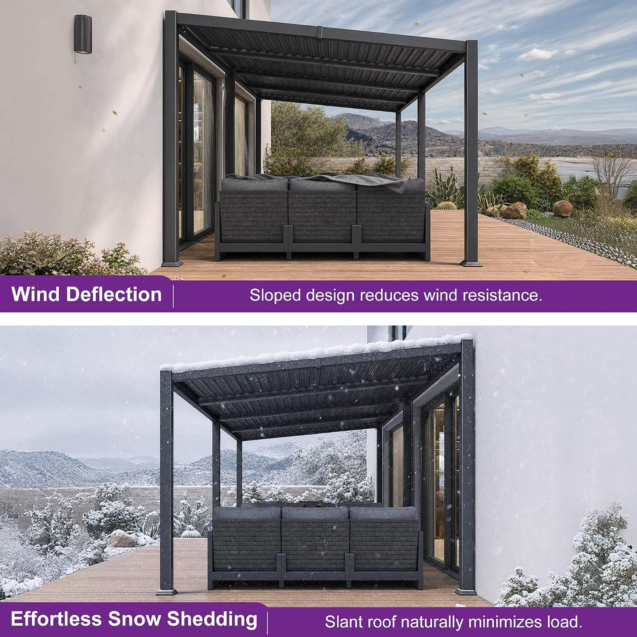 [10X20FT] Alora Modern Louvered Aluminum Pergola With Sloped Roof (SAK12034)