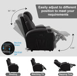 Power Recliner Chair with Heat and Massage, PU Leather Home Theater Seating with LED Lights/Cup Holders/Side Pocket/USB Port, Reclining Sofa Chair for Living Room (3, Black)