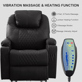 Power Recliner Chair with Heat and Massage, PU Leather Home Theater Seating with LED Lights/Cup Holders/Side Pocket/USB Port, Reclining Sofa Chair for Living Room (3, Black)