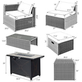 9 Pieces Patio Furniture Set with 42 Inches 60000 BTU Fire Pit