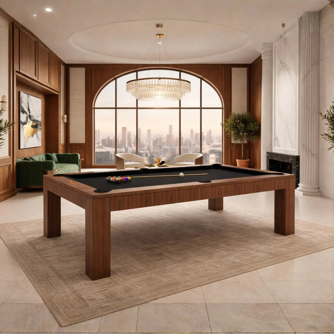 White Billiards Alpha Modern Slate Dining Top Pool Table