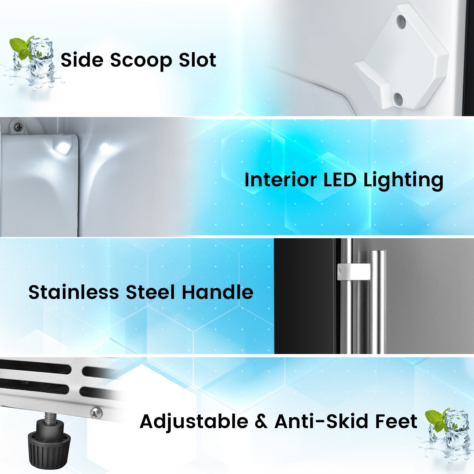 Free-Standing Built-In Undercounter Ice Maker-Silver