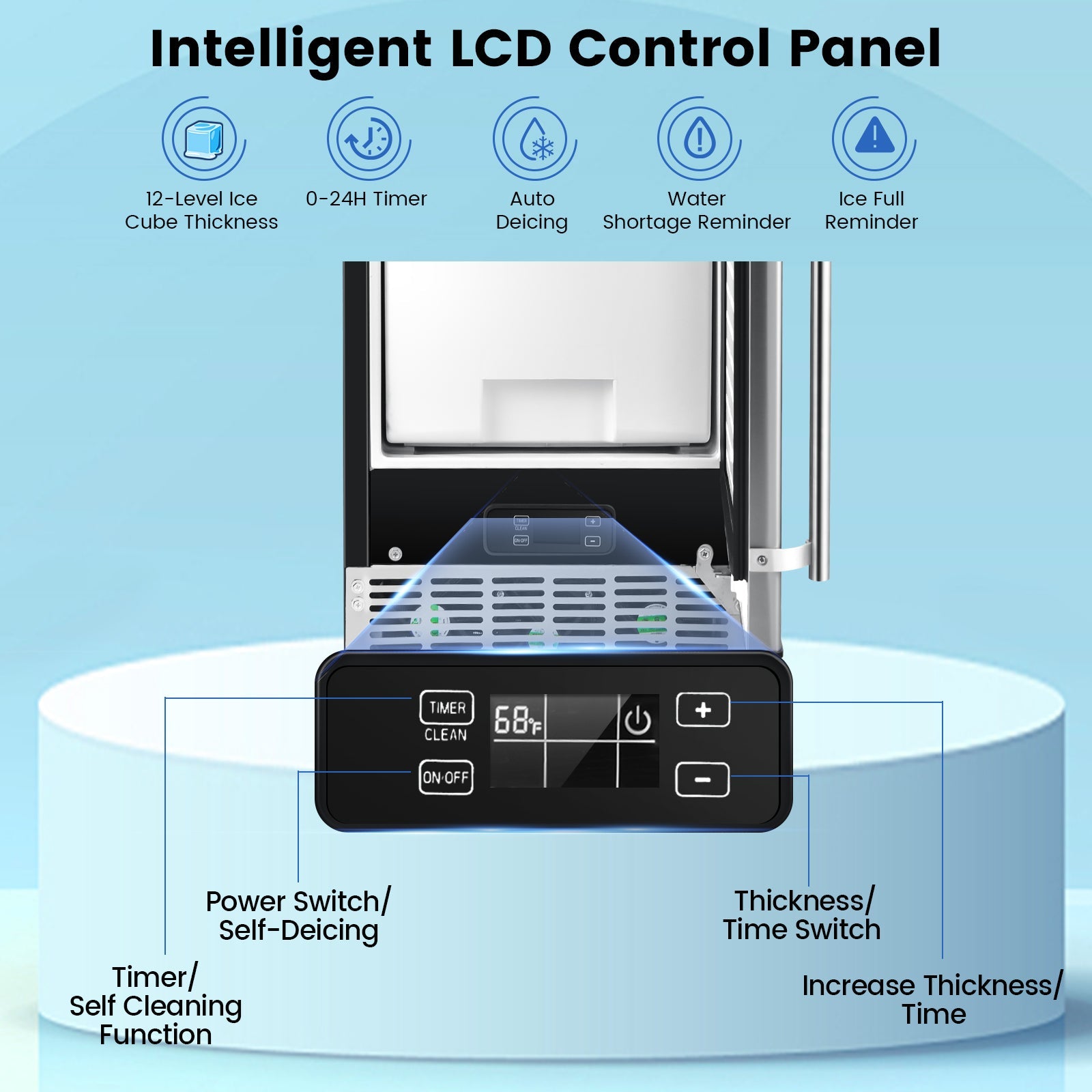 Free-Standing Built-In Undercounter Ice Maker-Silver