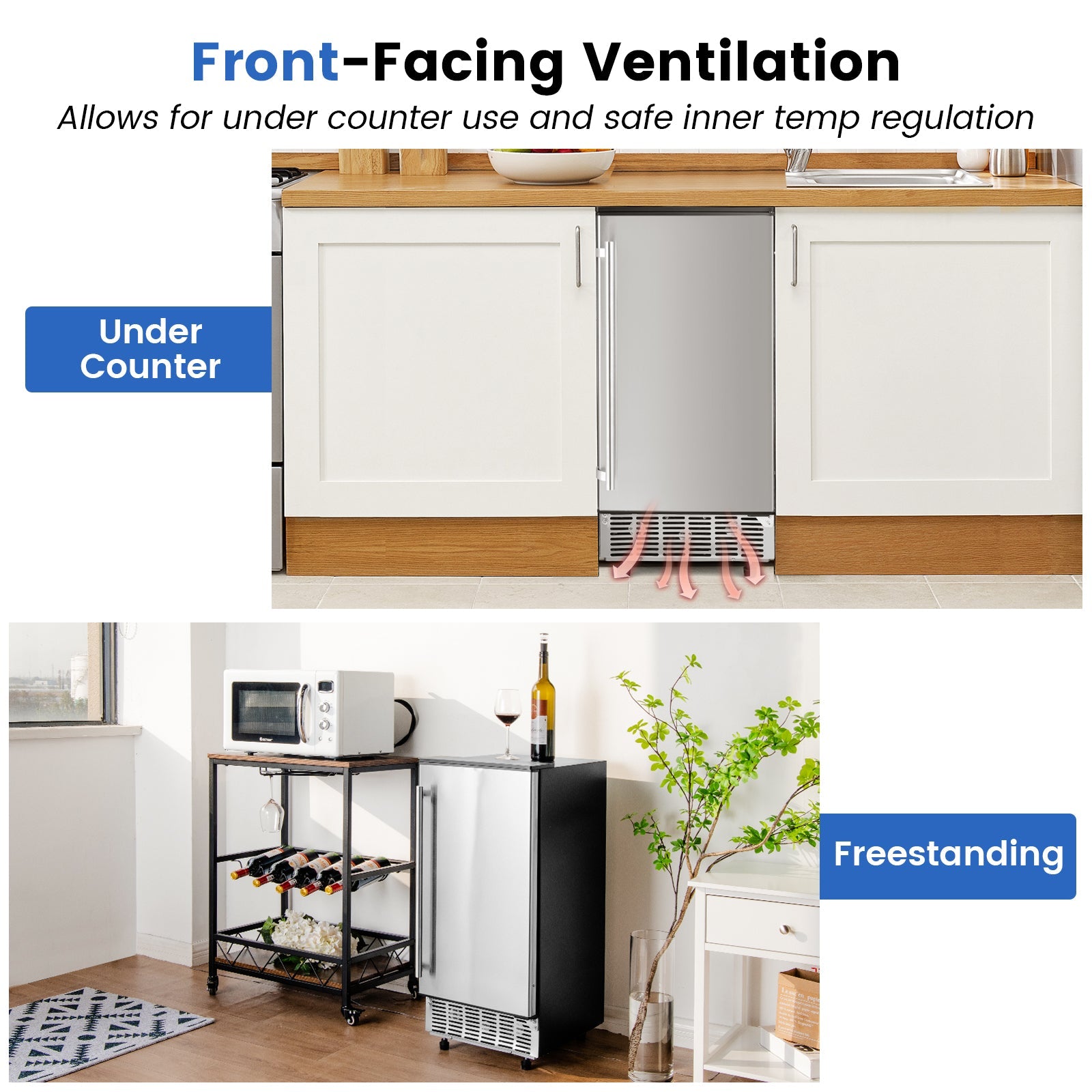 Free-Standing Built-In Undercounter Ice Maker-Silver