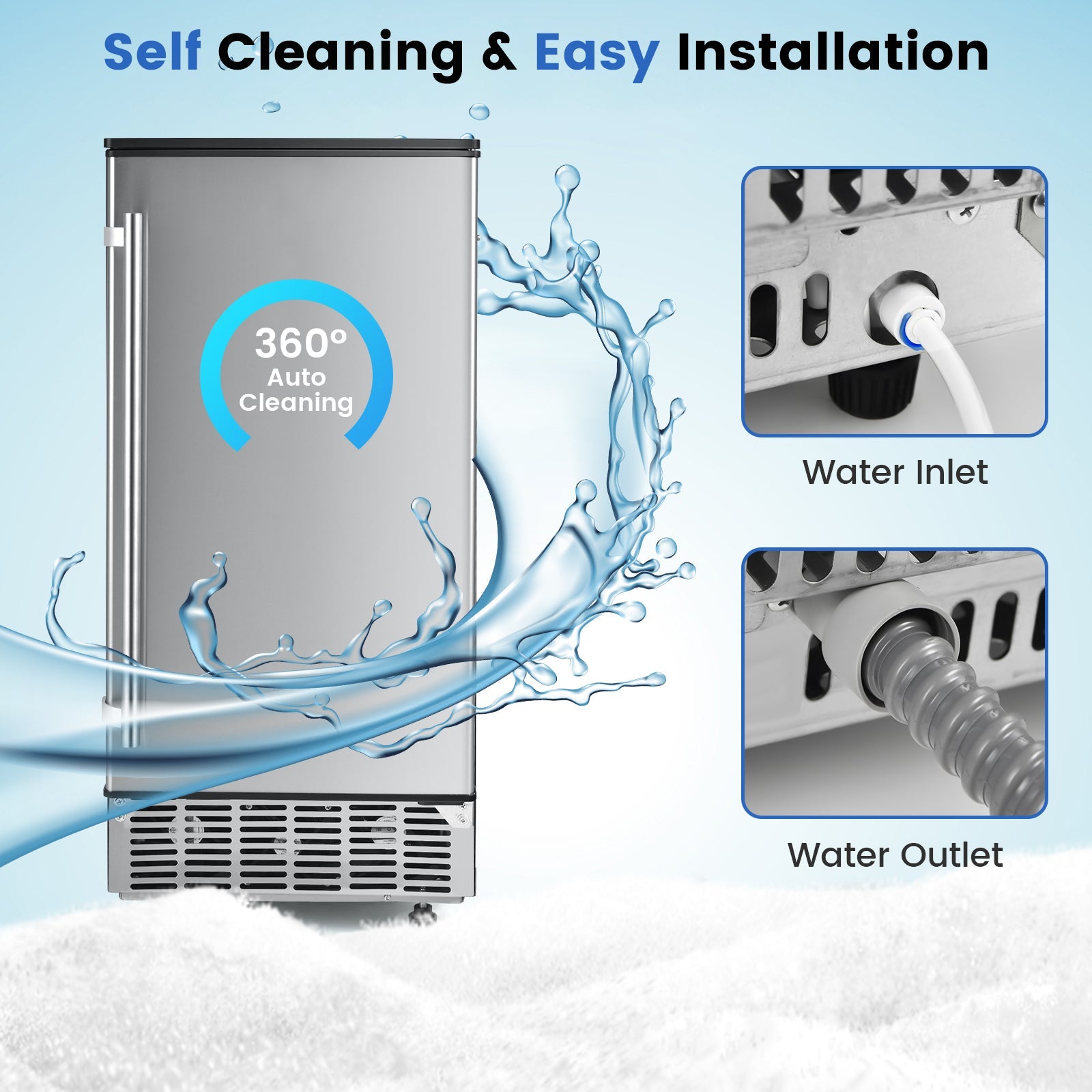Free-Standing Built-In Undercounter Ice Maker-Silver