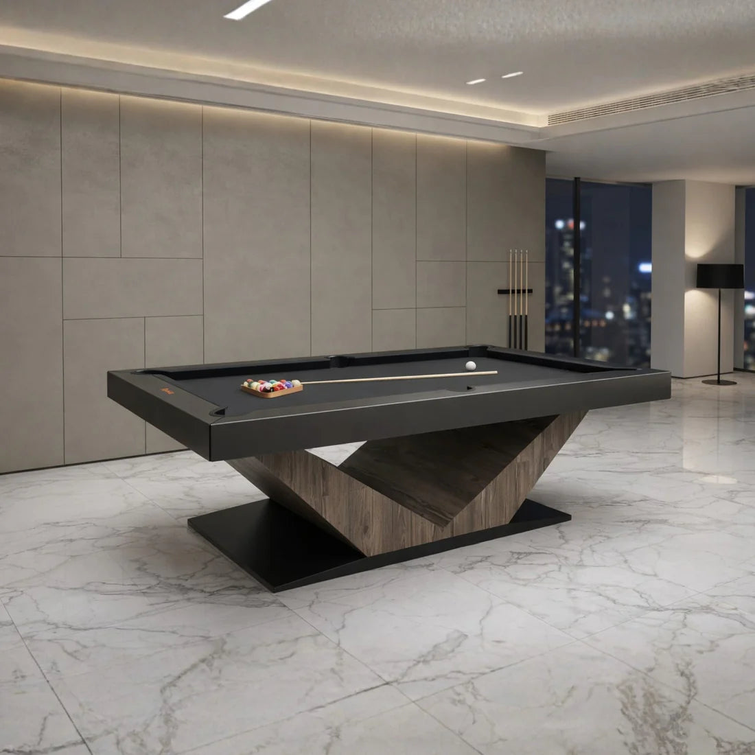 White Billiards Meridian Modern Slate Pool Table