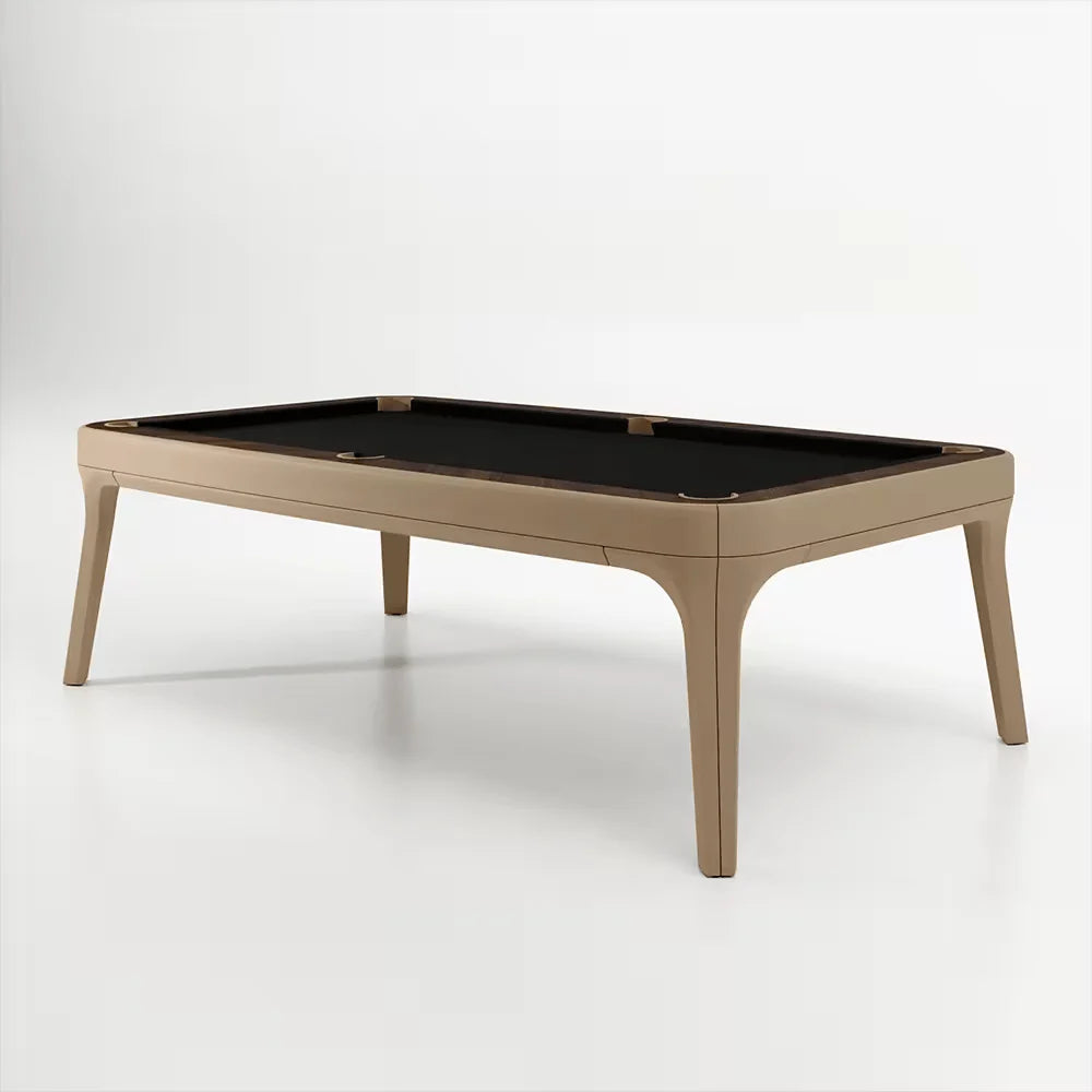 IN STOCK The Morris Modern Slate Leather Pool Table By White Billiards - Oatmeal Leather - Makassar Wood Rails