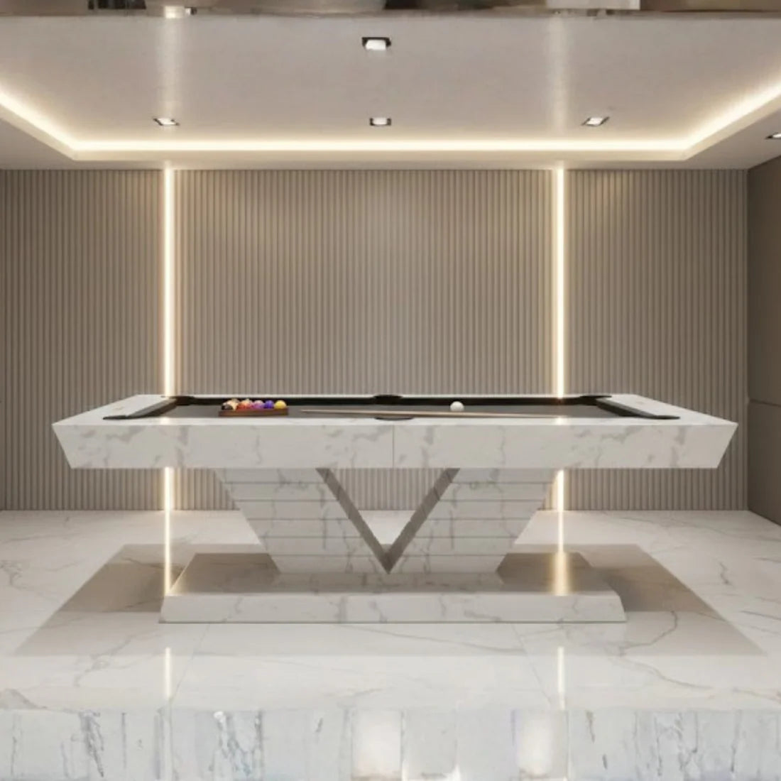 White Billiards Royal Modern Slate Pool Table