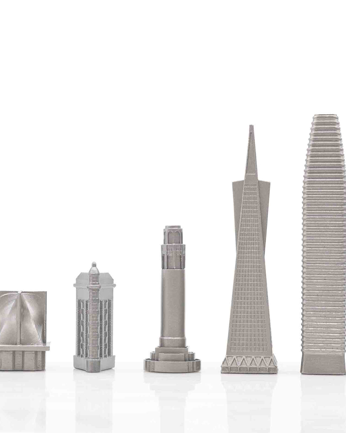 Chess Set Stainless Steel SAN FRANCISCO with Wood Map Board