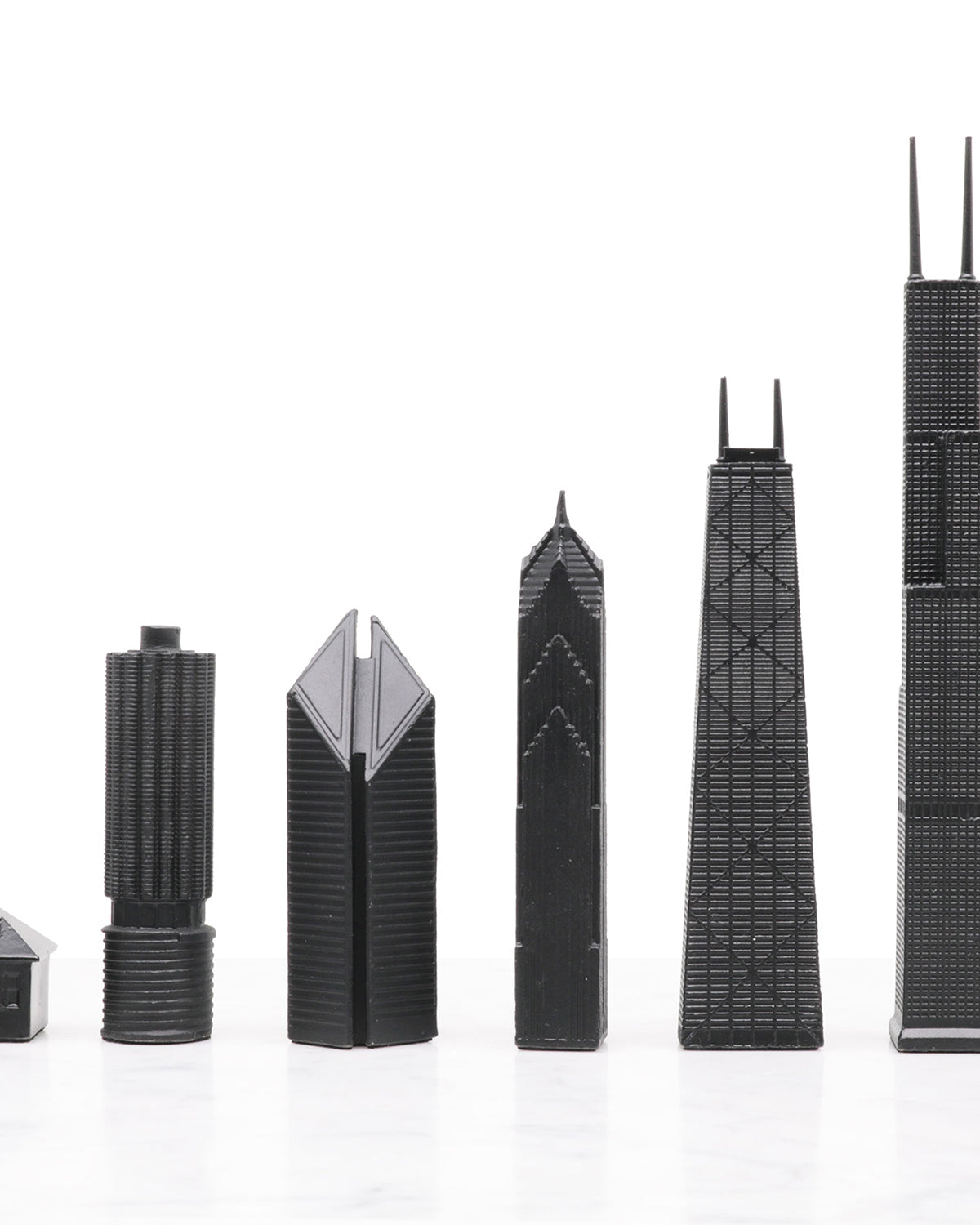 Chess Set Stainless Steel CHICAGO with Wood Map Board