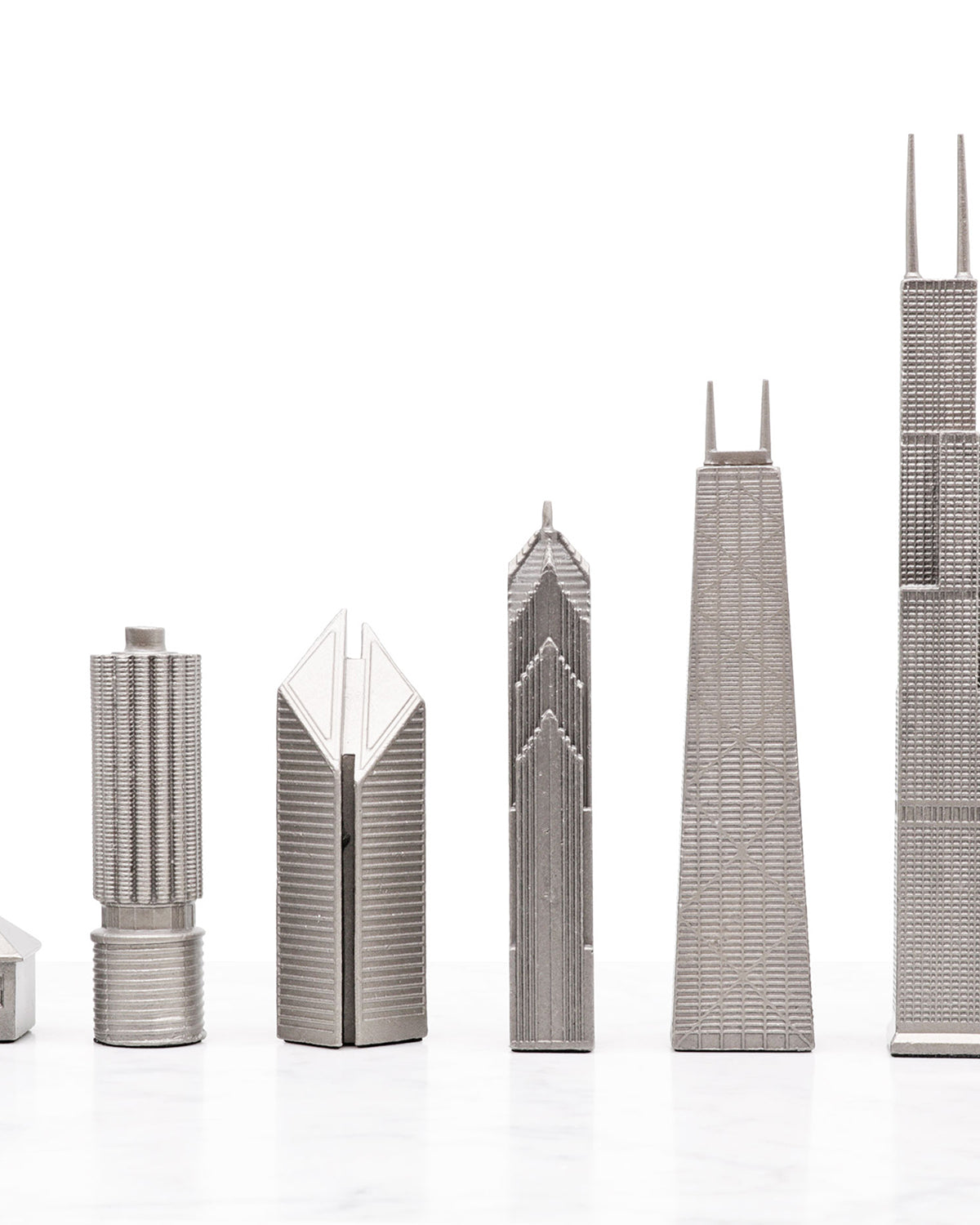 Chess Set Stainless Steel CHICAGO with Wood Map Board