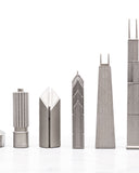 Chess Set Stainless Steel CHICAGO with Wood Map Board