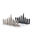 Chess Set Stainless Steel CHICAGO with Marble Hatch Board