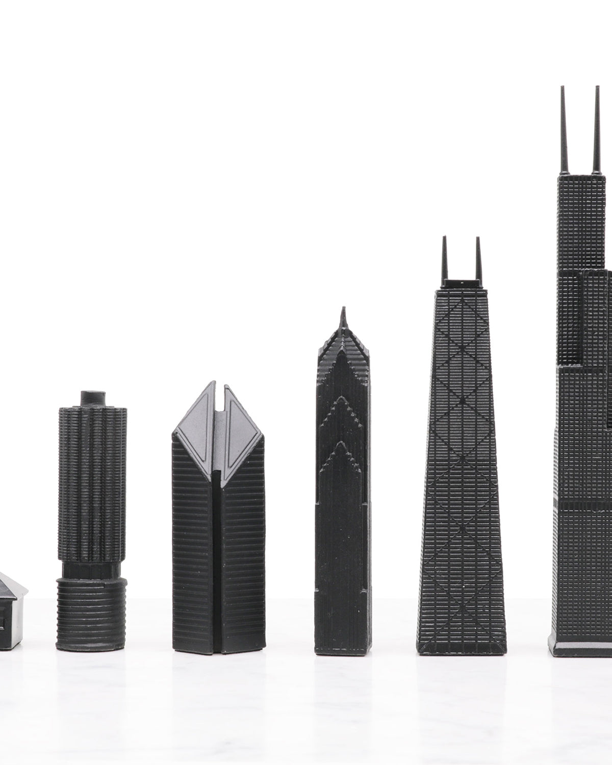 Chess Set Stainless Steel CHICAGO with Marble Hatch Board