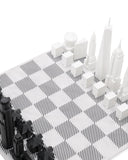 Chess Set Acrylic NEW YORK vs LOS ANGELES with Marble Hatch Board