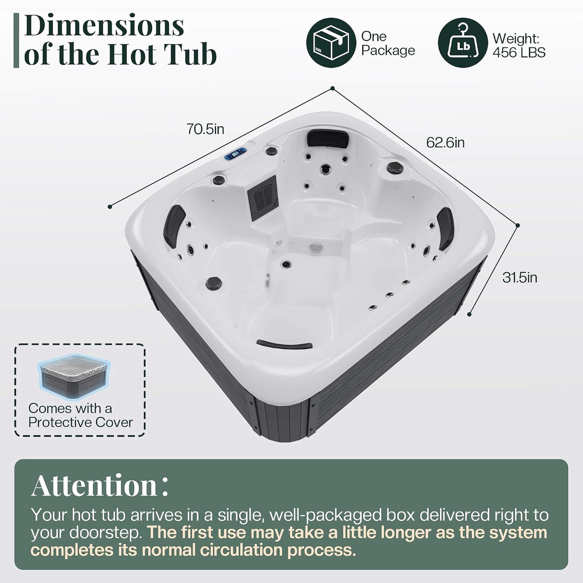 Nuvia Premium 4-Person Outdoor Hot Tub W/ 23 Stainless Steel Jets (SAK29185)