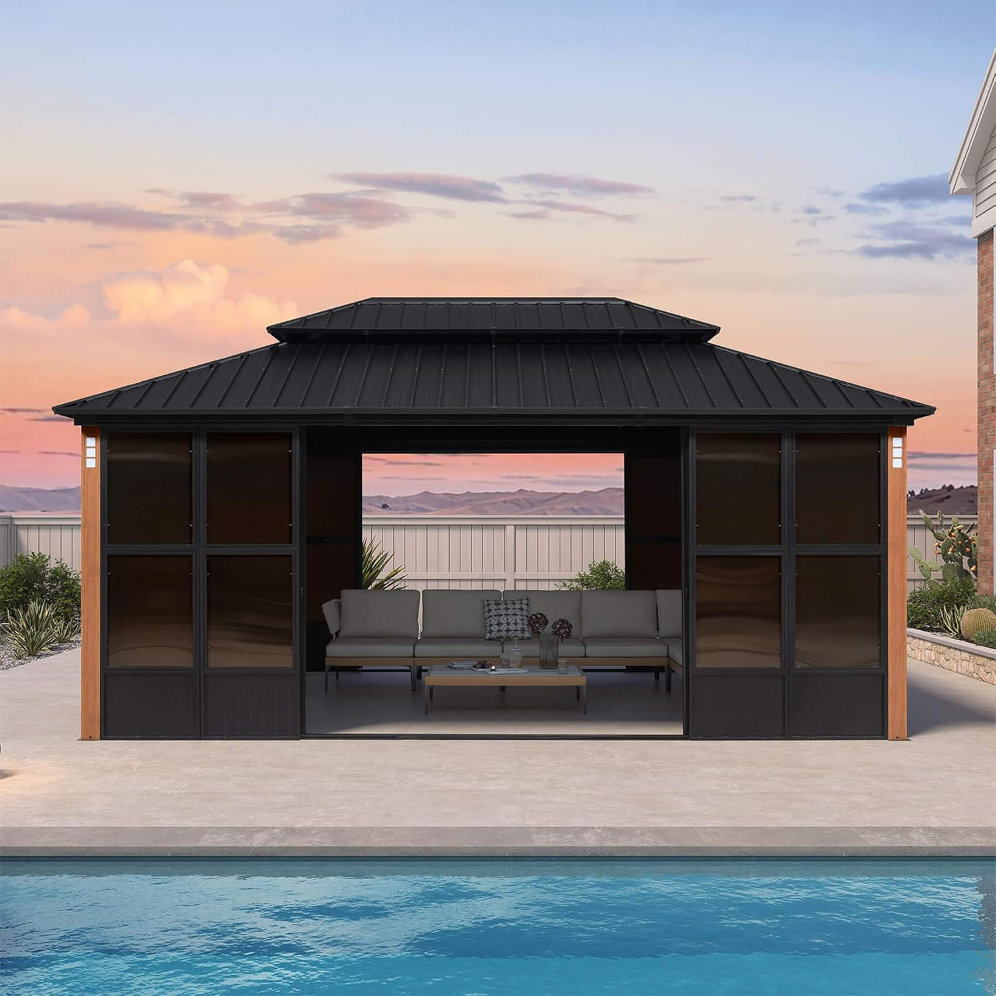 Prestige Premium Hardtop Double Top Outdoor Patio Solarium Sunroom (SAK43078)