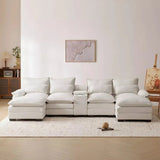 Modern Chenille U Shaped Sectional Console Couch