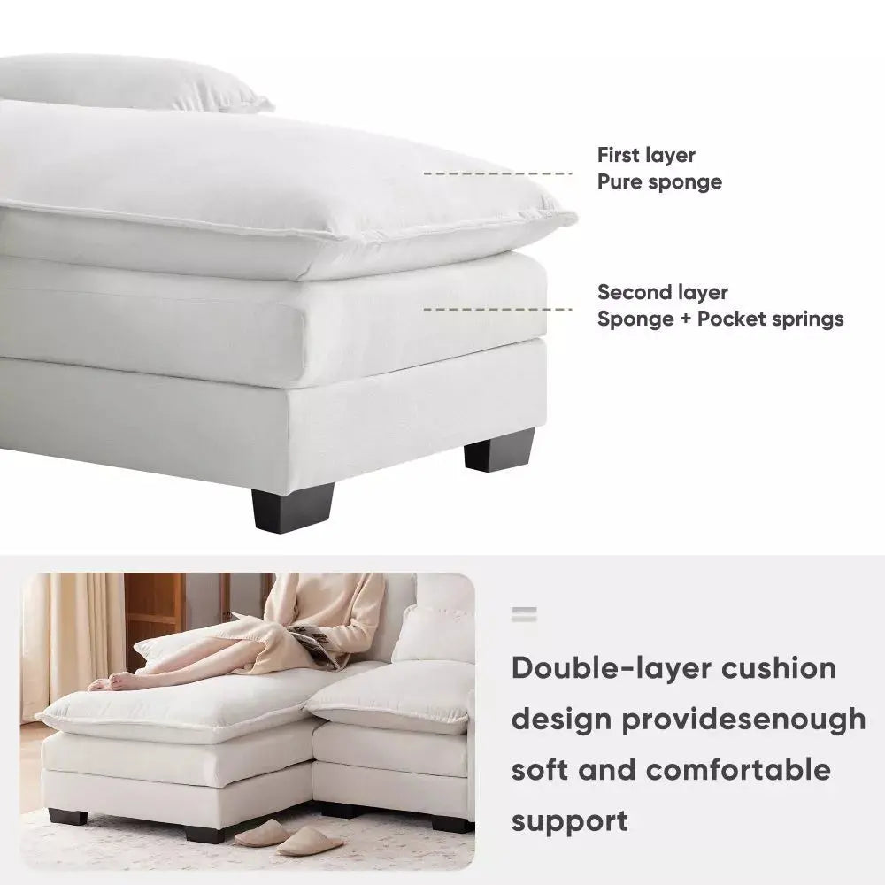 Modern Chenille U Shaped Sectional Console Couch